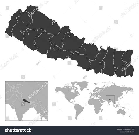 Nepal Detailed Country Outline Location On Stock Vector (Royalty Free) 2075957470