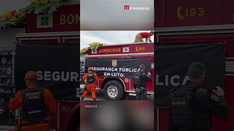 Cortejo viaturas da PCDF e helicóptero leva corpo de policial m0rta