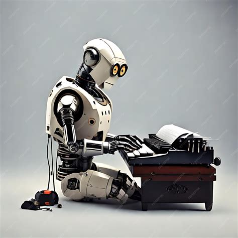 premium photo robot typing   typewriter ai