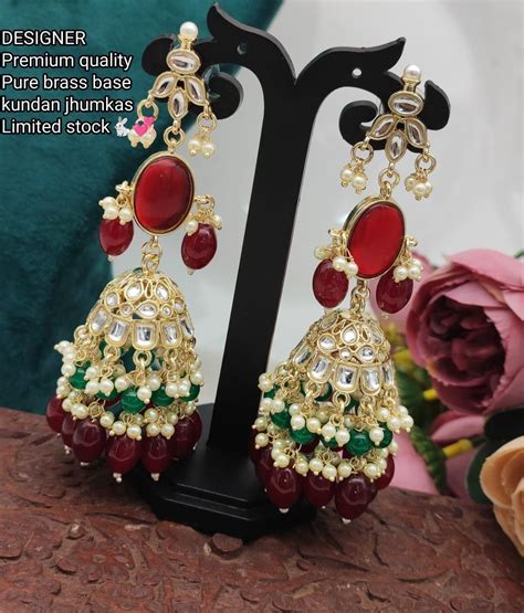 Rs Net Monalisa Stone Kundan Earing Kundan Net Drop