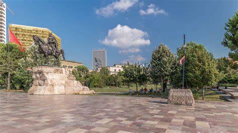 Panorama Showing The Skanderbeg Memorial And Ethem Bey Mosque On The