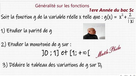 Math 1er BAC Scientifique Généralité sur les fonctions YouTube