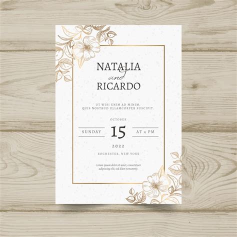 Plantilla De Invitación De Boda Floral Minimalista Elegante Vector Gratis