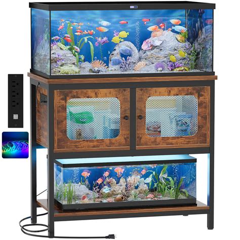 Buy iSunirm 40-50 Gallon Aquarium Stand with LED Light and Sockets ...