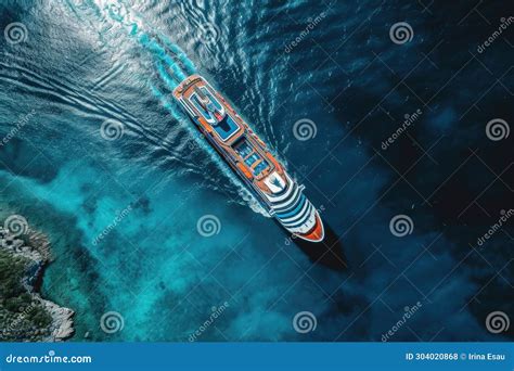 Cruise Ship From Top View At Sea Stock Photo Image Of Maritime