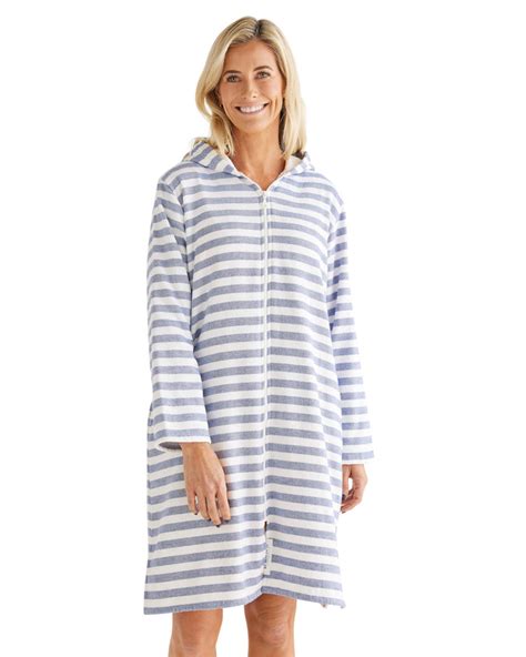 Positano Adult Terry Hooded Towel Navywhite