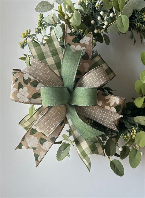 Farmhouse Magnolia Bow Front Door Wreath Bow Spring Bow Summer Bow