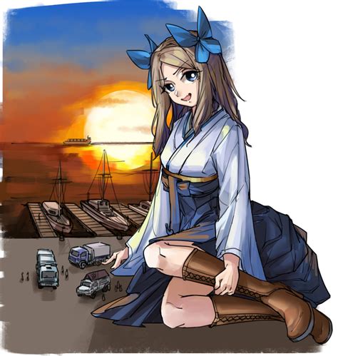 Safebooru 1girl Asakaze Kancolle Blonde Hair Blue Eyes Blue Hakama