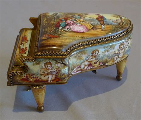 Austrian musical jewel box in hand painted enamel and gilt bronze as ...