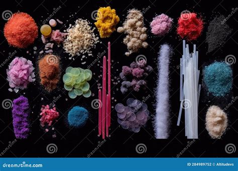 Microscopic View of Microplastics from Different Sources Stock ...