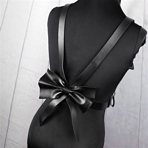 Uyee New Women Sexy Lingerie Body Bondage Bowknot Leather Harness Belt