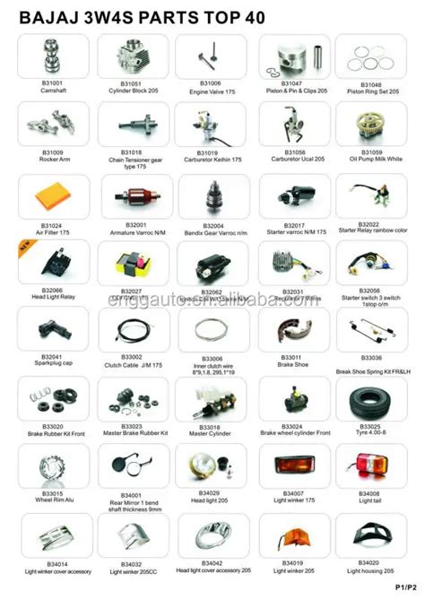 Bajaj Auto Rickshaw Spare Parts List Pdf Reviewmotors Co