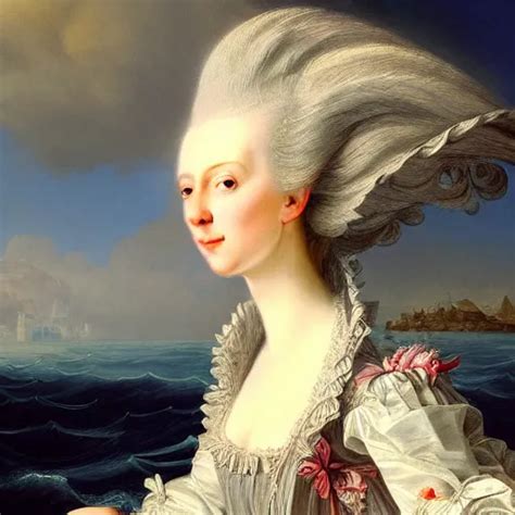 Portrait Marie Antoinette Flying Over The Sea High Stable Diffusion