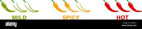 Pepper Icon Food Spicy Hot Levels Set Mild Medium And Hot Sauce Flat Isolated Vector