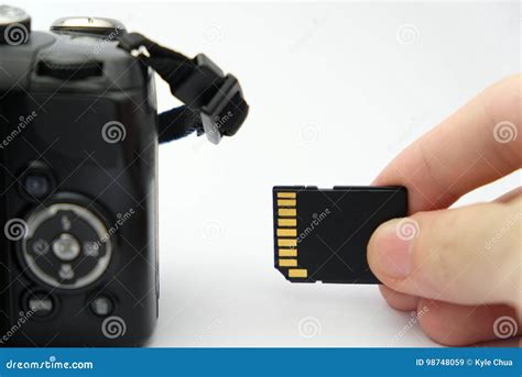 Inserting Sd Card Into A Dslr Camera Stock Image Image Of Buttons