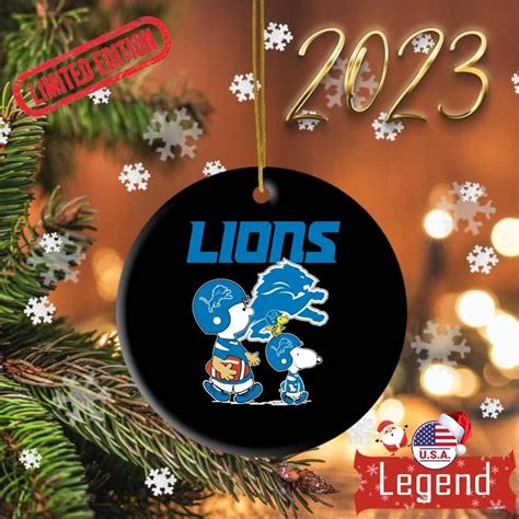 Detroit Lions Peanuts Snoopy Charlie Brown And Woodstock Ornament