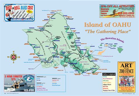 Island of Oahu tourist map - oahu hawaii • mappery