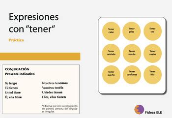 Expresiones Con El Verbo Tener Expressions With Tener By FideasELE