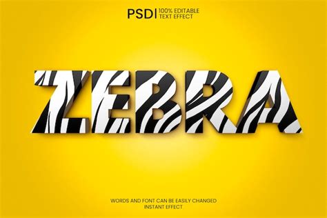 Premium PSD Editable Zebra Print 3D Text Effect