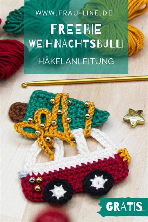 Freebie H Kelanleitung Bulli Mit Weihnachtsbaum Frau Line