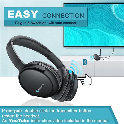 Makemate Bkm200 Rechargeable Wireless Tv Headphones Over Ear Stereo Headset With Bluetooth