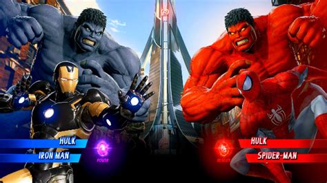 Hulk Ironman Vs Red Hulk Spider Man Very Hard Ai Marvel Vs Capcom