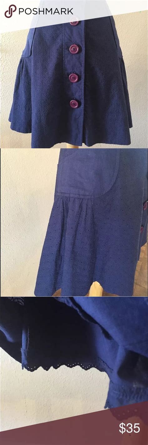 Odille Anthropologie Navy Blue Skirt