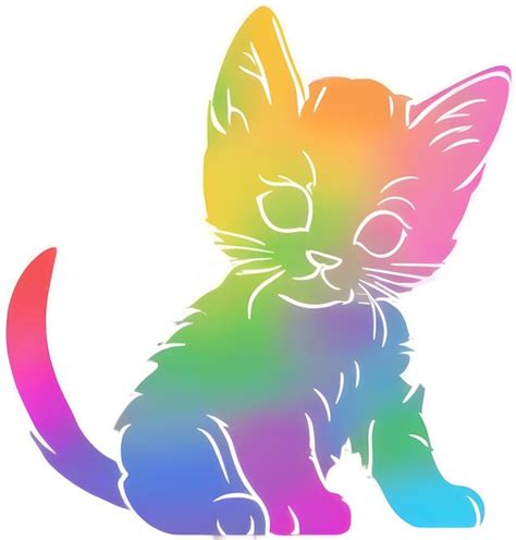 Premium PSD A Cat With A Rainbow Colored Tail And A Colorful Cat On