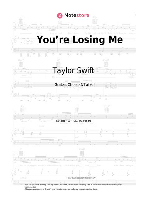 You’re Losing Me chords and tabs Taylor Swift in Note-Store.com | Guitar.Chords&Tabs SKU GCT0124886