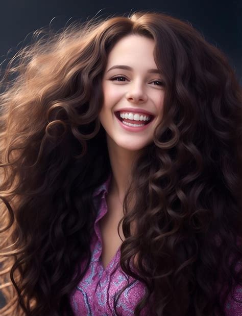 Premium AI Image | Beautiful laughing brunette model girl with long ...