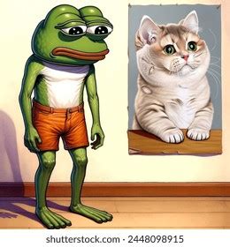 Sad Frog Humanoid Cat Meme AI-generated image 2448098915 | Shutterstock