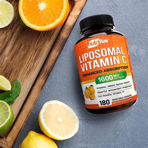 Nutriflair Liposomal Vitamin C 1600mg 180 Capsules Fat Soluble Vit Supplements ΑμεΑ Care