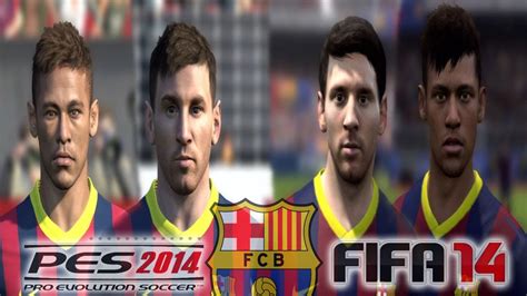 Pes 2014 Vs Fifa 14 Face Comparison Fc Barcelona Youtube