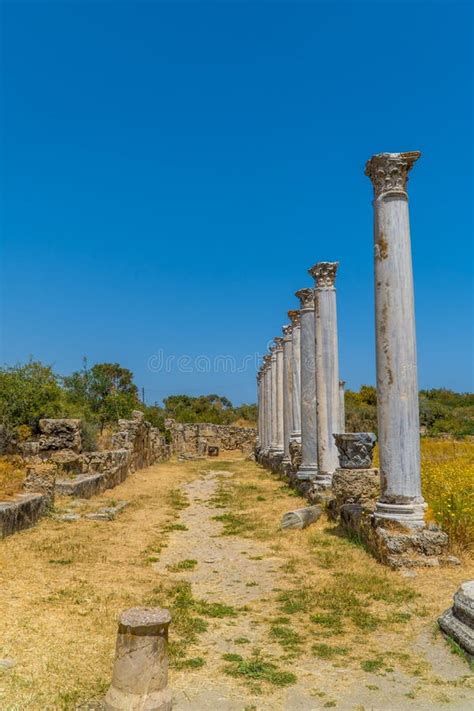 Vertical Shot Of An Alley With Greek Ruins In Salamis Ancient City