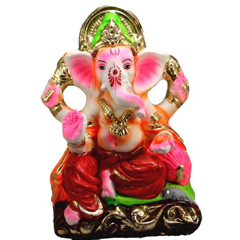 Eco Friendly Clay Ganesha Idol Kachchi Shadu Mitti Murti For Home Visarjan Eco Friendly