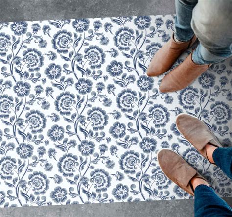 Tapis vinyle fleurs et plantes motif d élégance florale