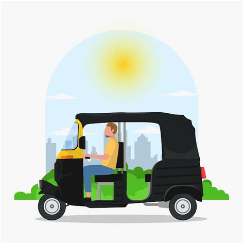 Premium Vector Indian Rickshaw Vector Flat Illustration