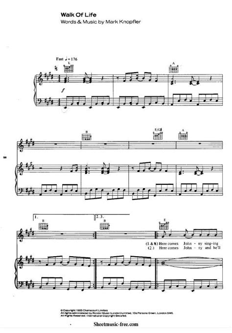 Walk Of Life Sheet Music Dire Straits | Sheet music, Piano sheet music free, Dire straits