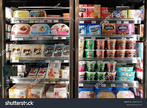 display fridge ice cream images stock  vectors