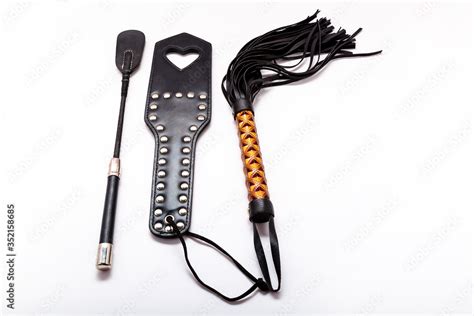 Fotografia Do Stock Whip On White Background Accessories For Adult Sexual Games Toys For Bdsm