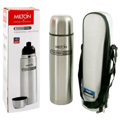 Milton Thermosteel Cylindrical Stainless Steel Flask With Flip Lid 1 L