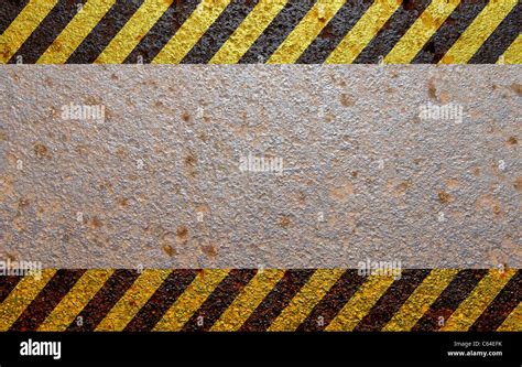 Metal Plate With Warning Stripes Stock Photo Alamy