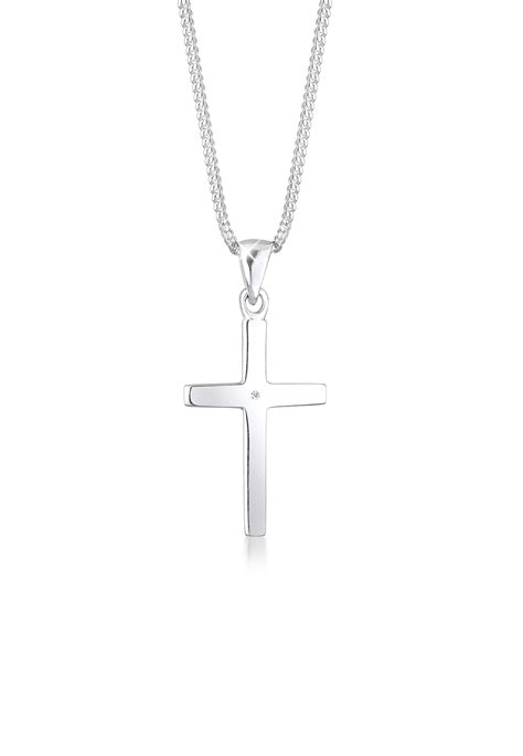 Halskette Kreuz Diamant Wei Ct Er Sterling Silber