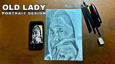 Old Lady Portrait Design Sketche YouTube