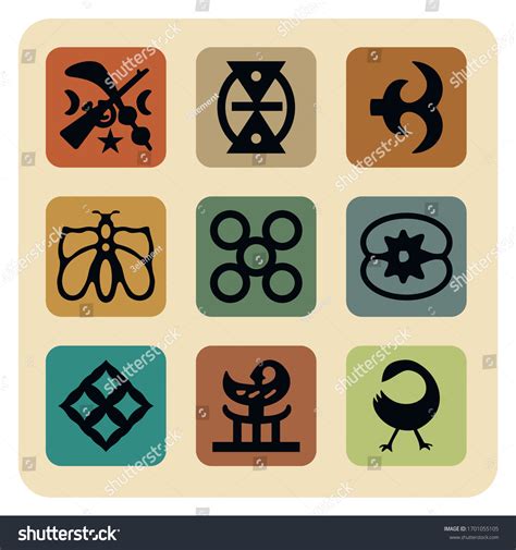 African Symbols Adinkra Icon Set Vector Vetor Stock Livre De Direitos