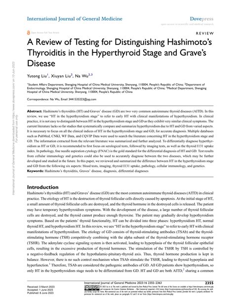 Pdf A Review Of Testing For Distinguishing Hashimotos Thyroiditis In