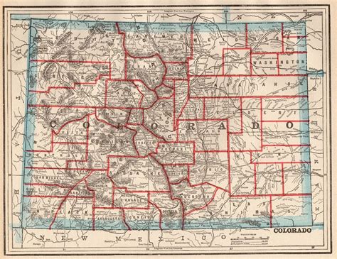 1892 Antique Colorado State Map Vintage Map Of Colorado Gallery Wall