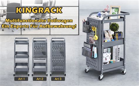 Kingrack Rollwagen Etagen Rollwagen Metall K Chenwagen Schmal