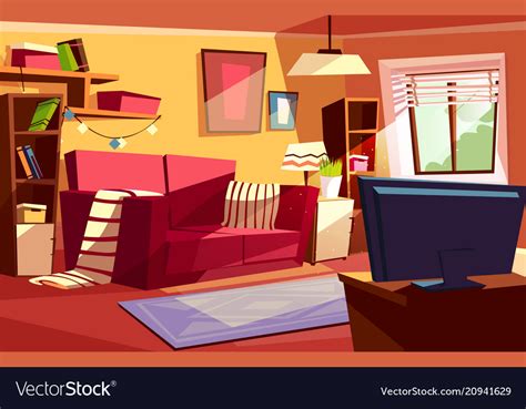 Living Room Interior Cartoon Royalty Free Vector Image