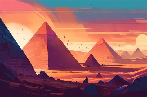 Premium Photo The Pyramids Of Giza In Ancient Egypt Digital Art